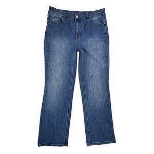 Secrets by David Vered Jeans Size 10 Blue Mid Rise Embellished Pockets